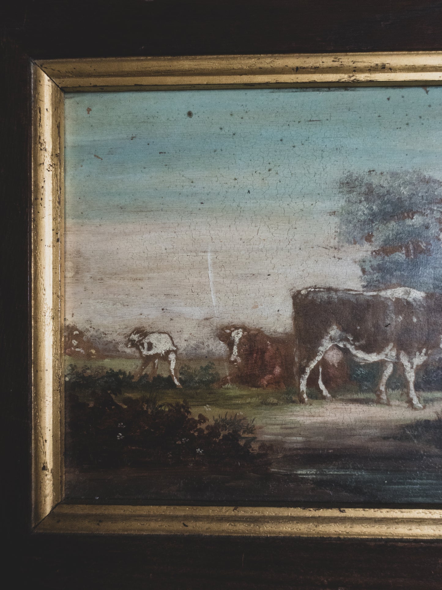 19th c. French Pastoral Scene - Oil on Wood