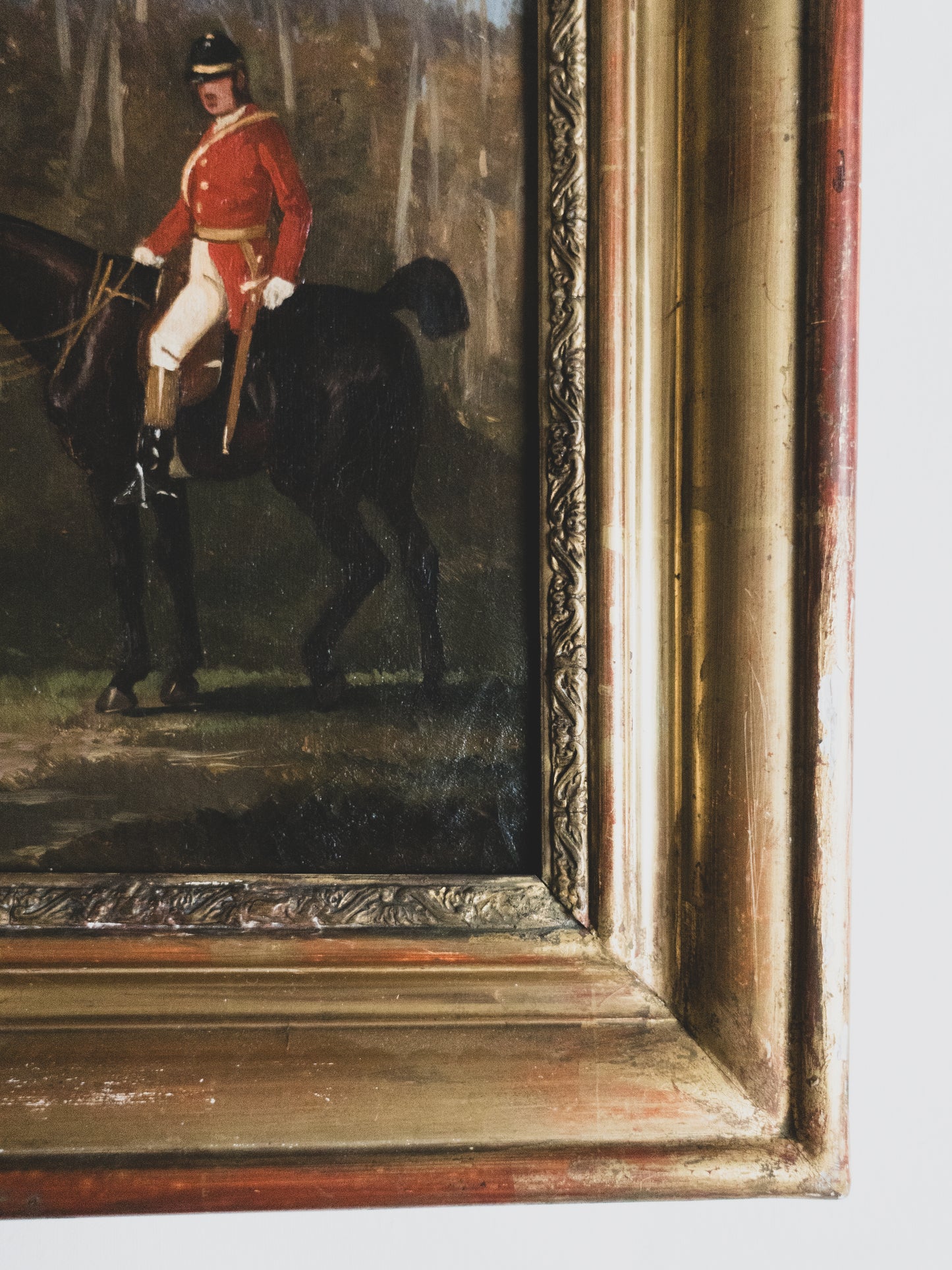 19th c. Equestrian Hunt with Hounds - Oil on Canvas