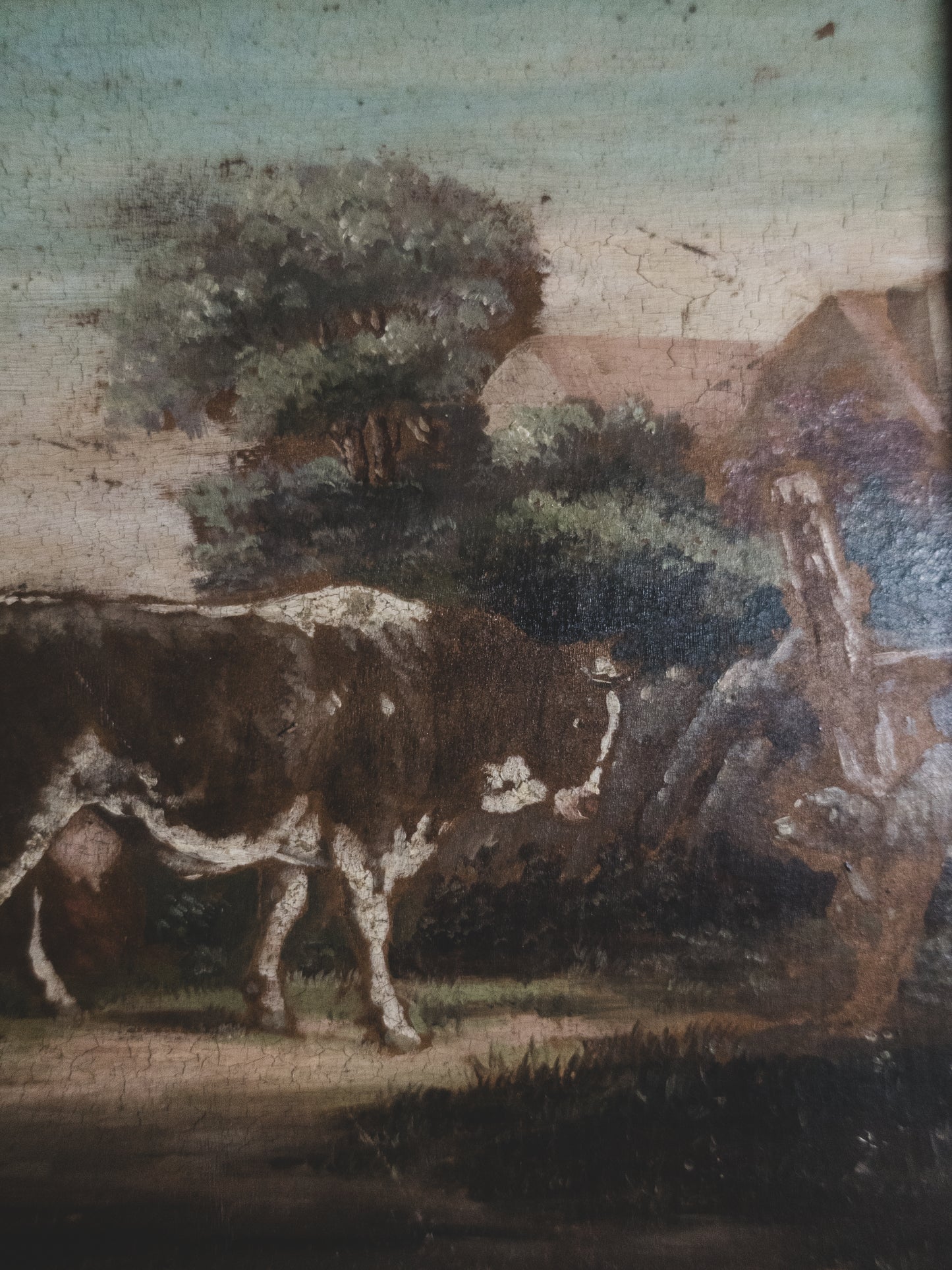 19th c. French Pastoral Scene - Oil on Wood