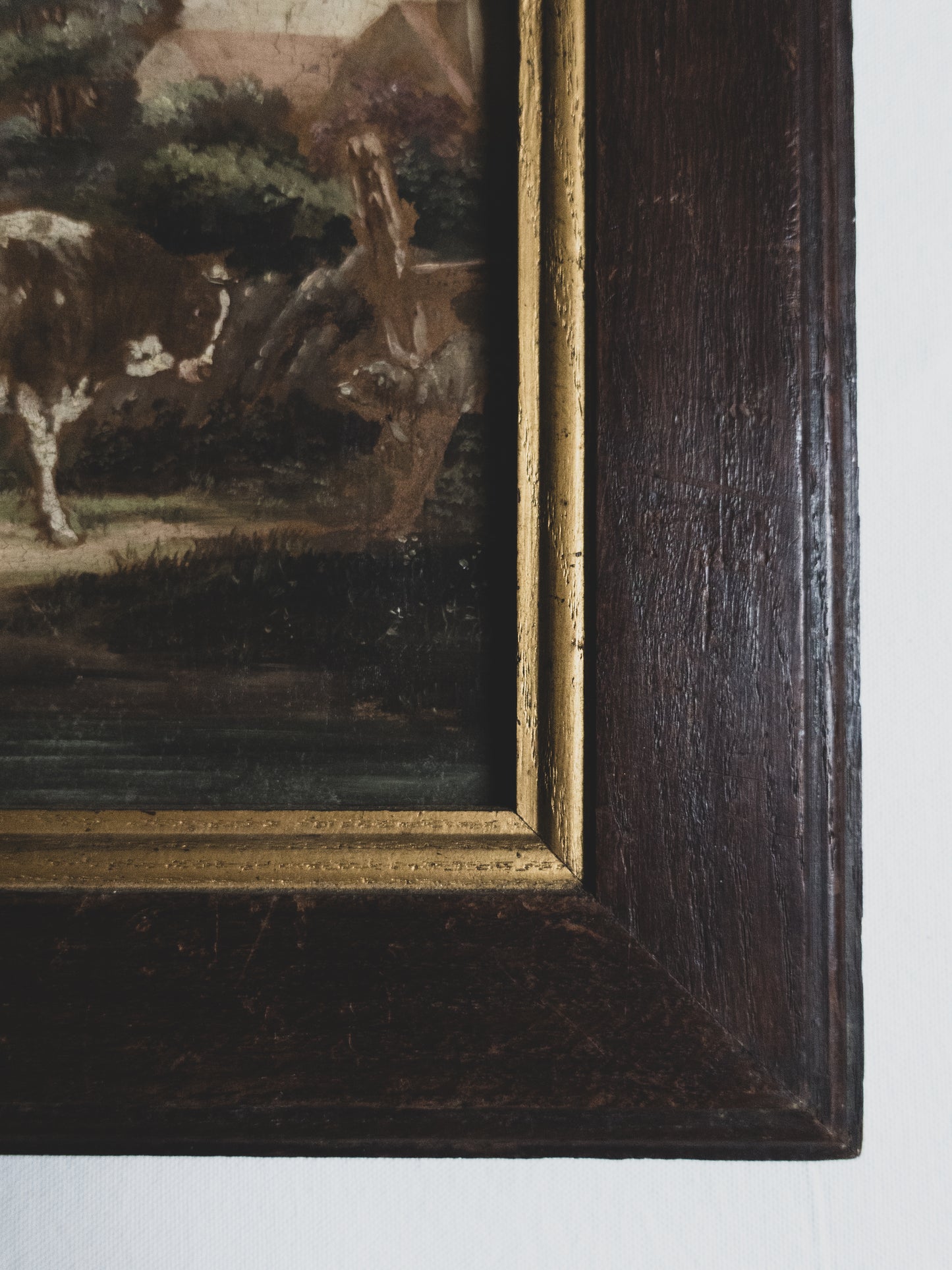 19th c. French Pastoral Scene - Oil on Wood