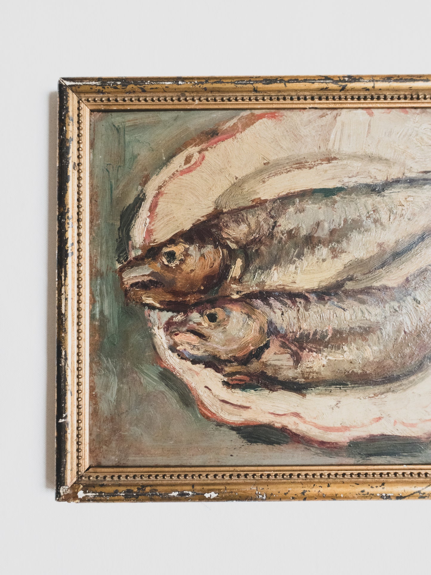 1920's French Provencal Fish Still Life - Oil on Board