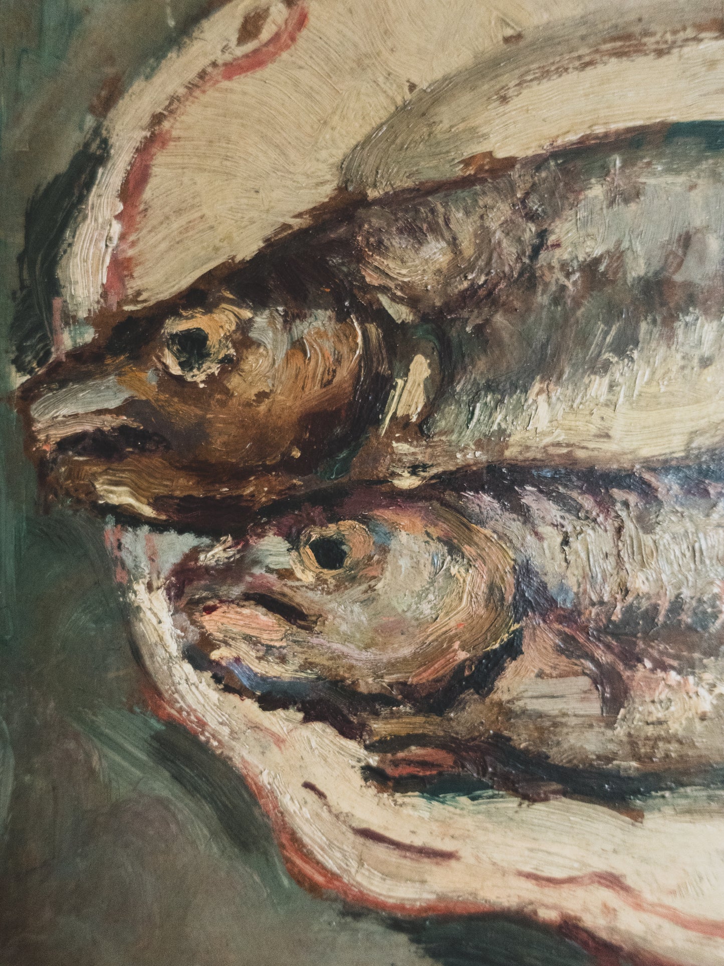 1920's French Provencal Fish Still Life - Oil on Board