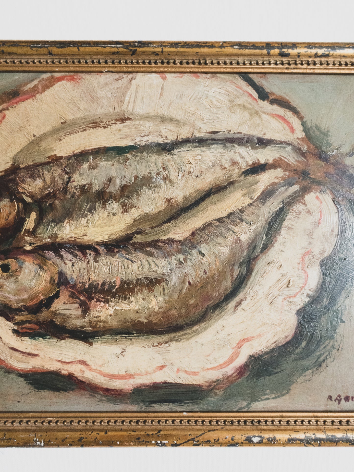 1920's French Provencal Fish Still Life - Oil on Board