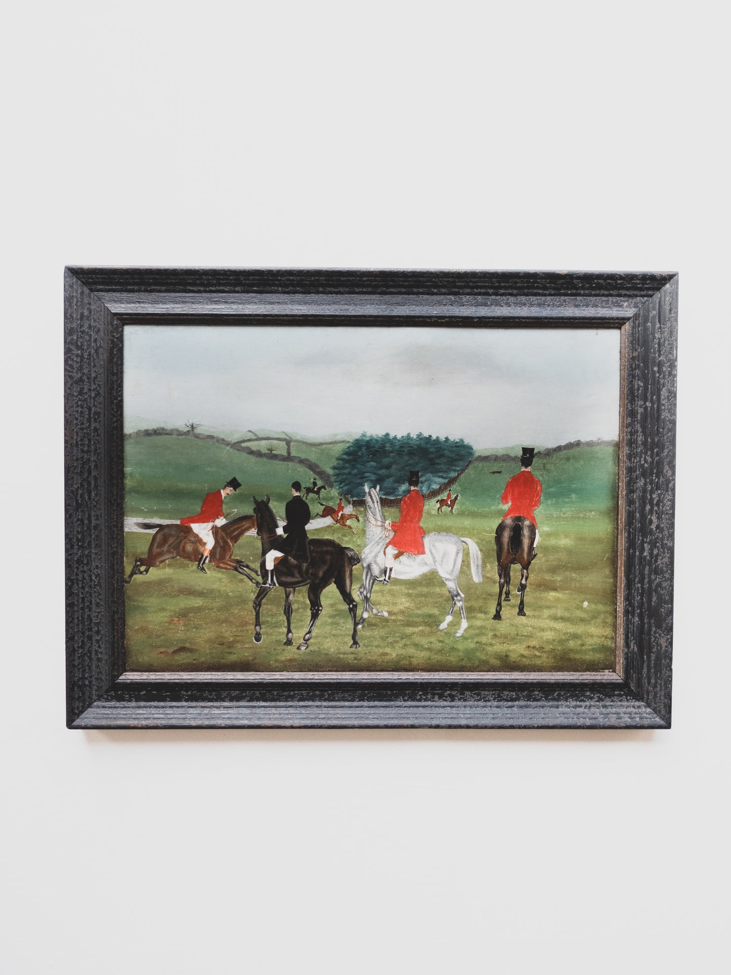 Early 20 c. Folk Hunting Scene - Oil Painting