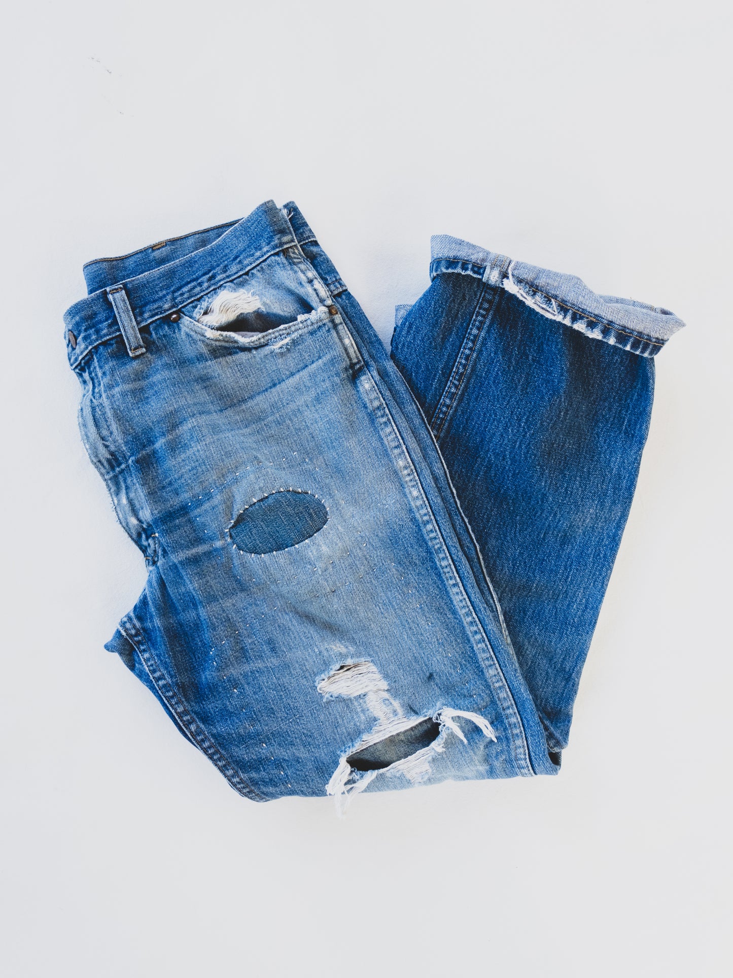 1960's Patched Cowboy Jeans - 34x30