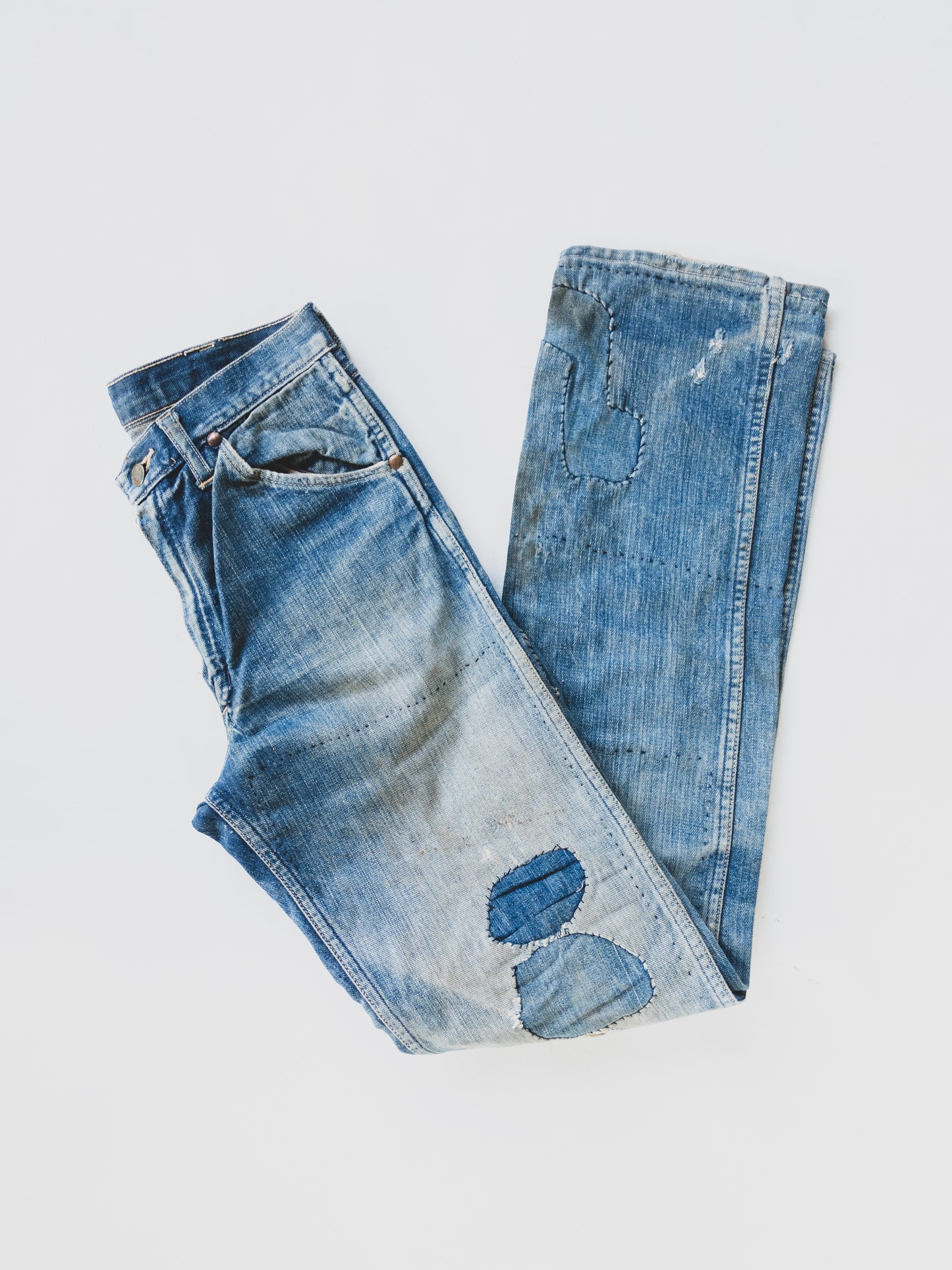 1950's Crazy Patched Cowboy Jeans - 29x35