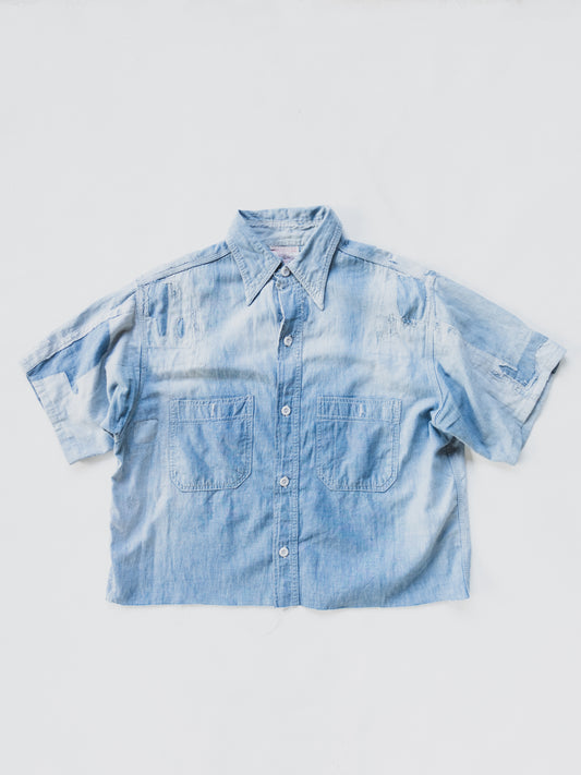 1940's Crazy Patched + Cropped Chambray - M