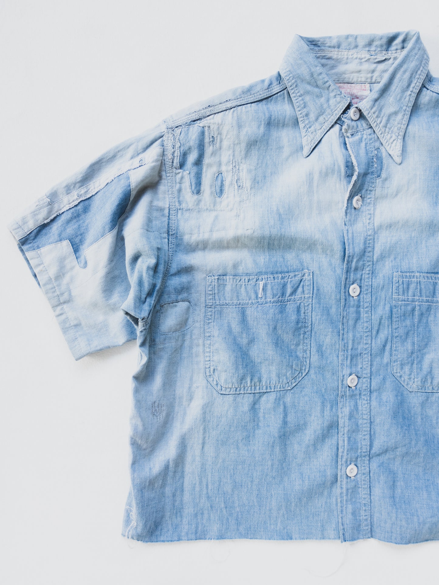 1940's Crazy Patched + Cropped Chambray - M