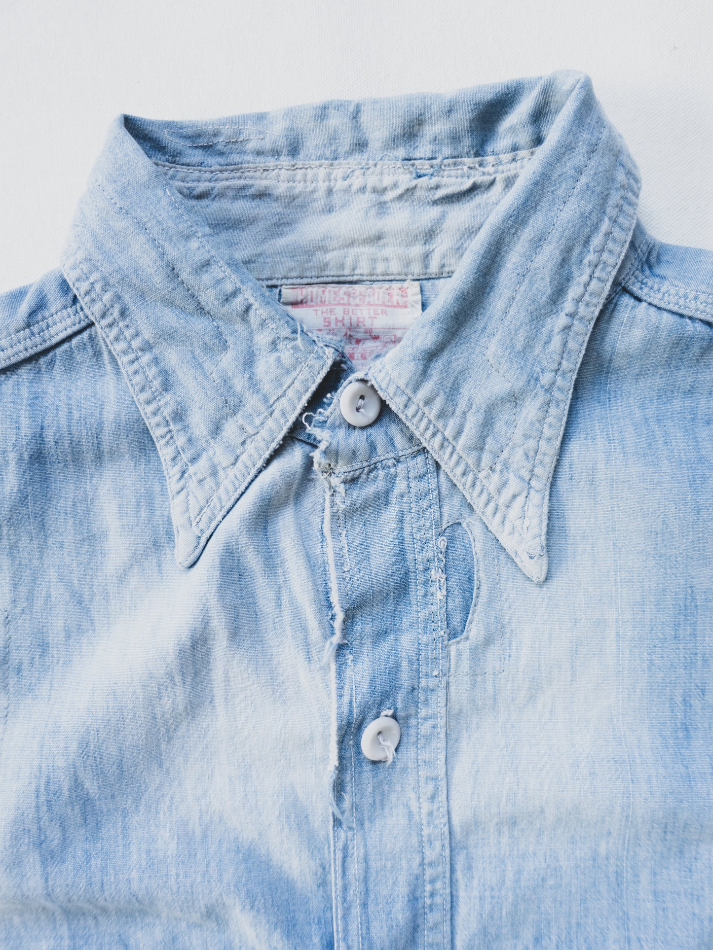 1940's Crazy Patched + Cropped Chambray - M