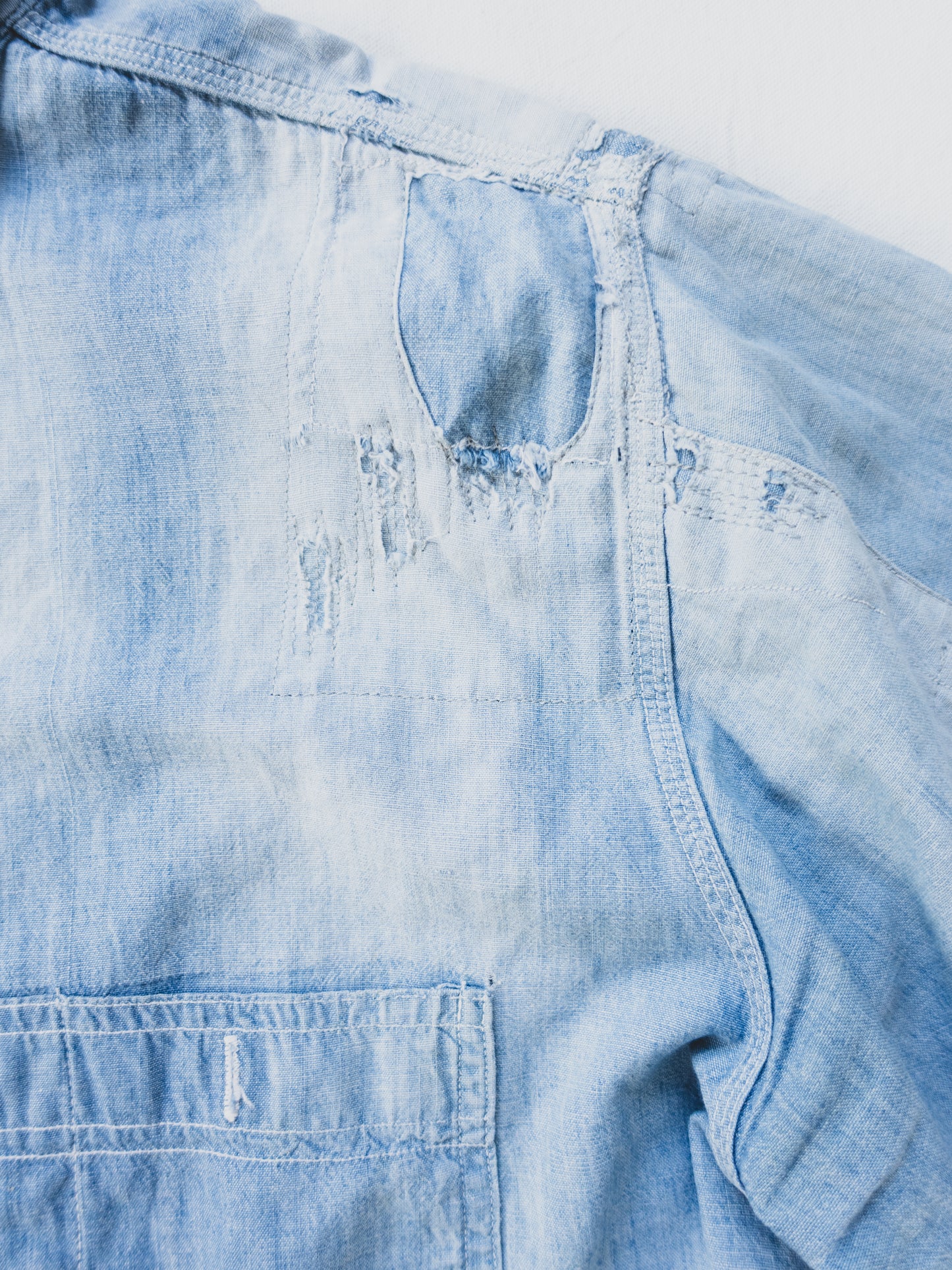 1940's Crazy Patched + Cropped Chambray - M