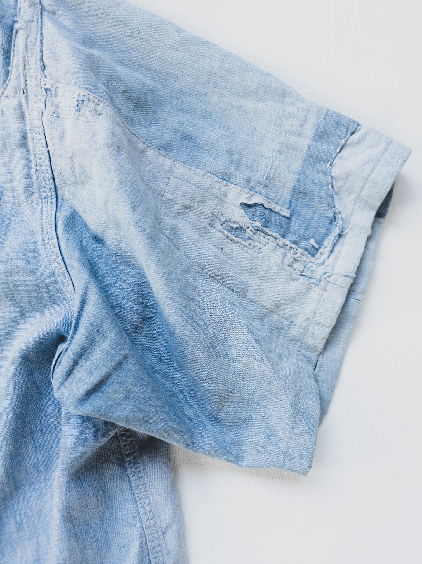 1940's Crazy Patched + Cropped Chambray - M