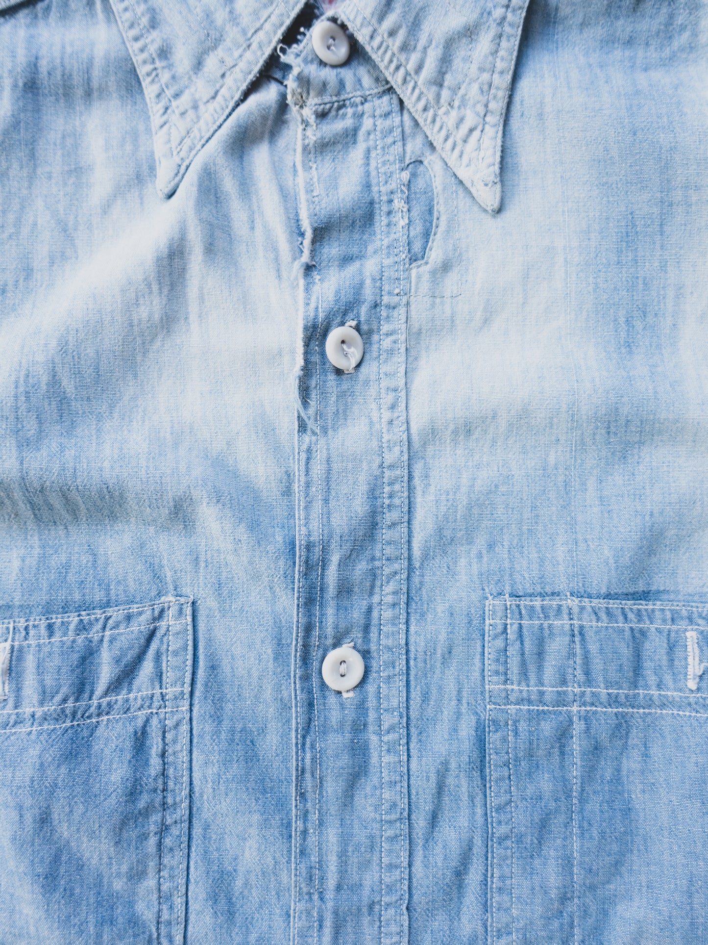 1940's Crazy Patched + Cropped Chambray - M
