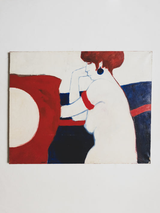 Large Mid Century Abstract Nude - Oil on Canvas