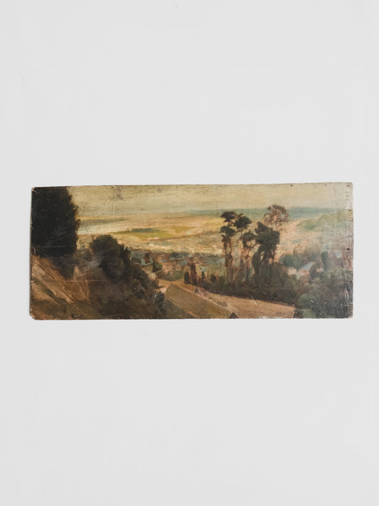 19th c. French Plein Air Landscape - Oil on Wood