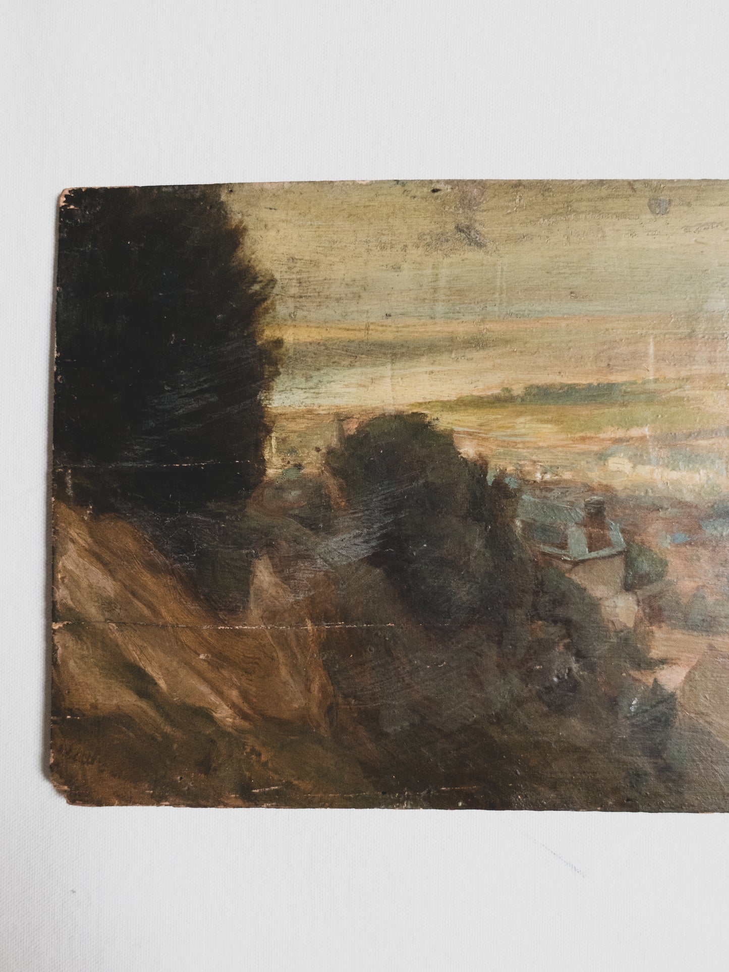 19th c. French Plein Air Landscape - Oil on Wood