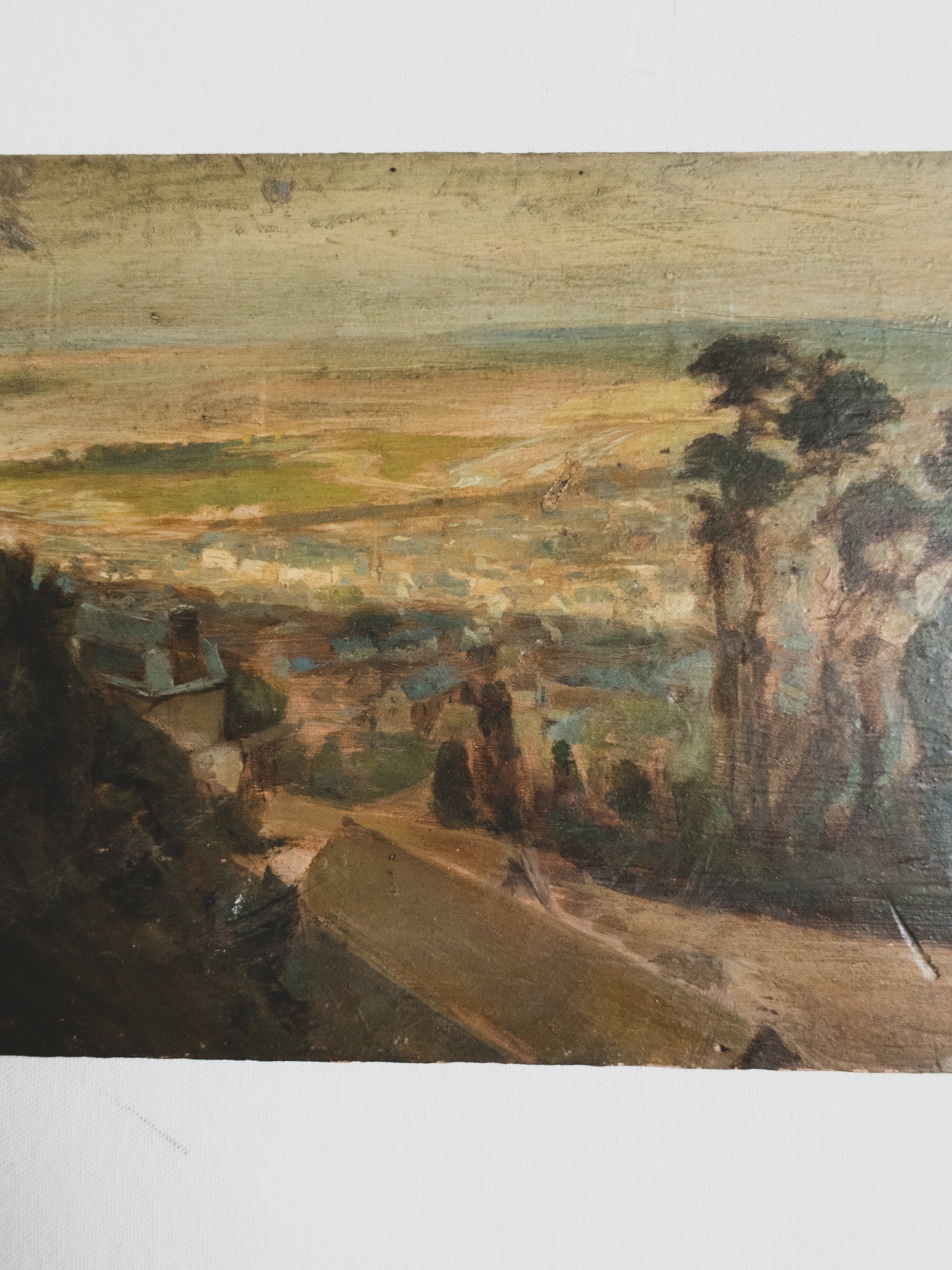 19th c. French Plein Air Landscape - Oil on Wood