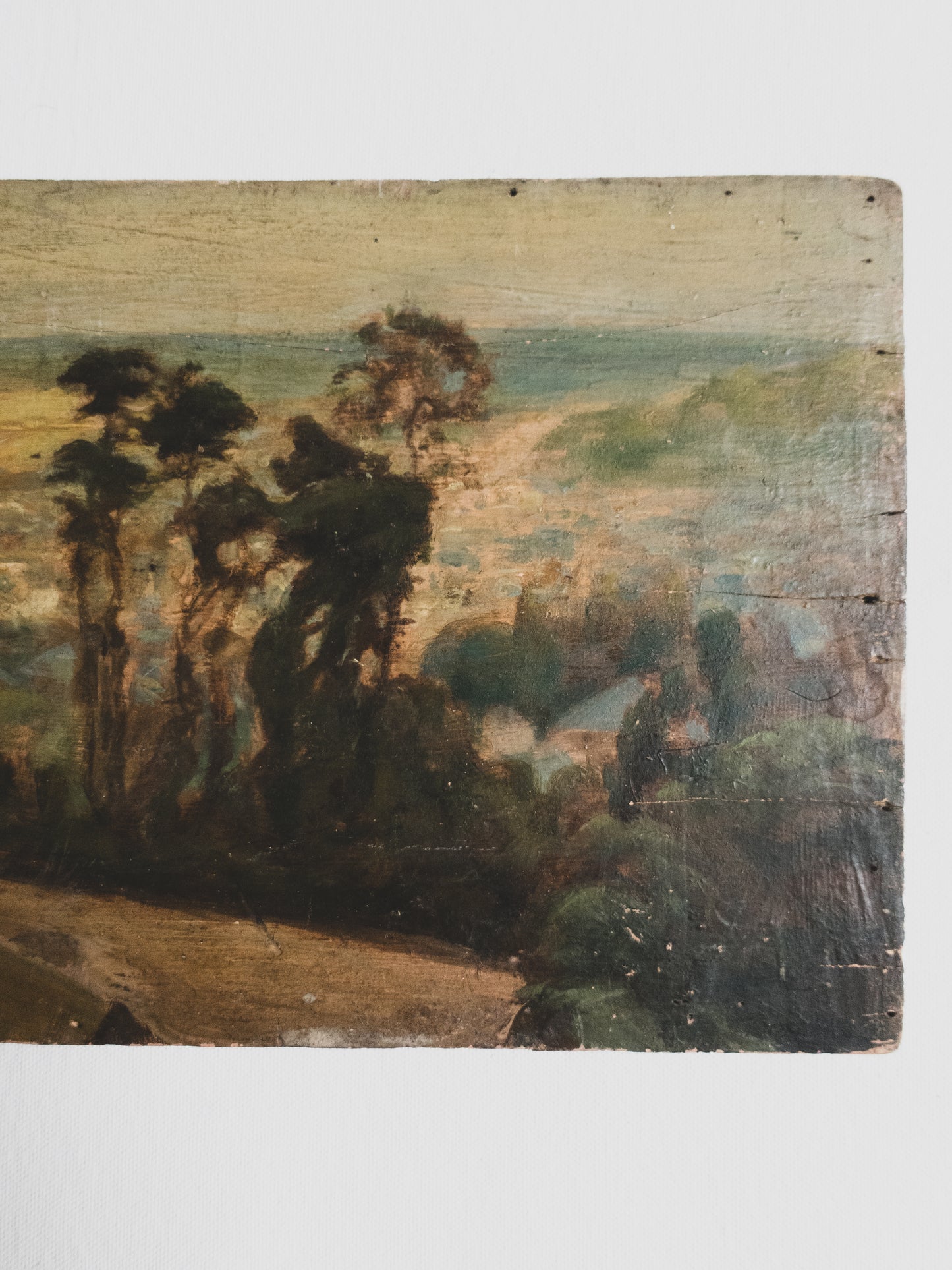 19th c. French Plein Air Landscape - Oil on Wood