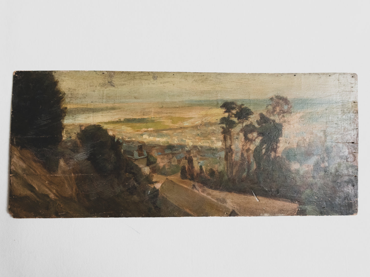 19th c. French Plein Air Landscape - Oil on Wood