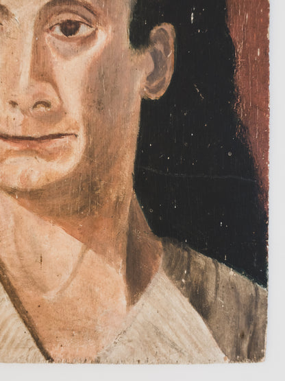 Pair of 1940s French Portrait Studies on Wood