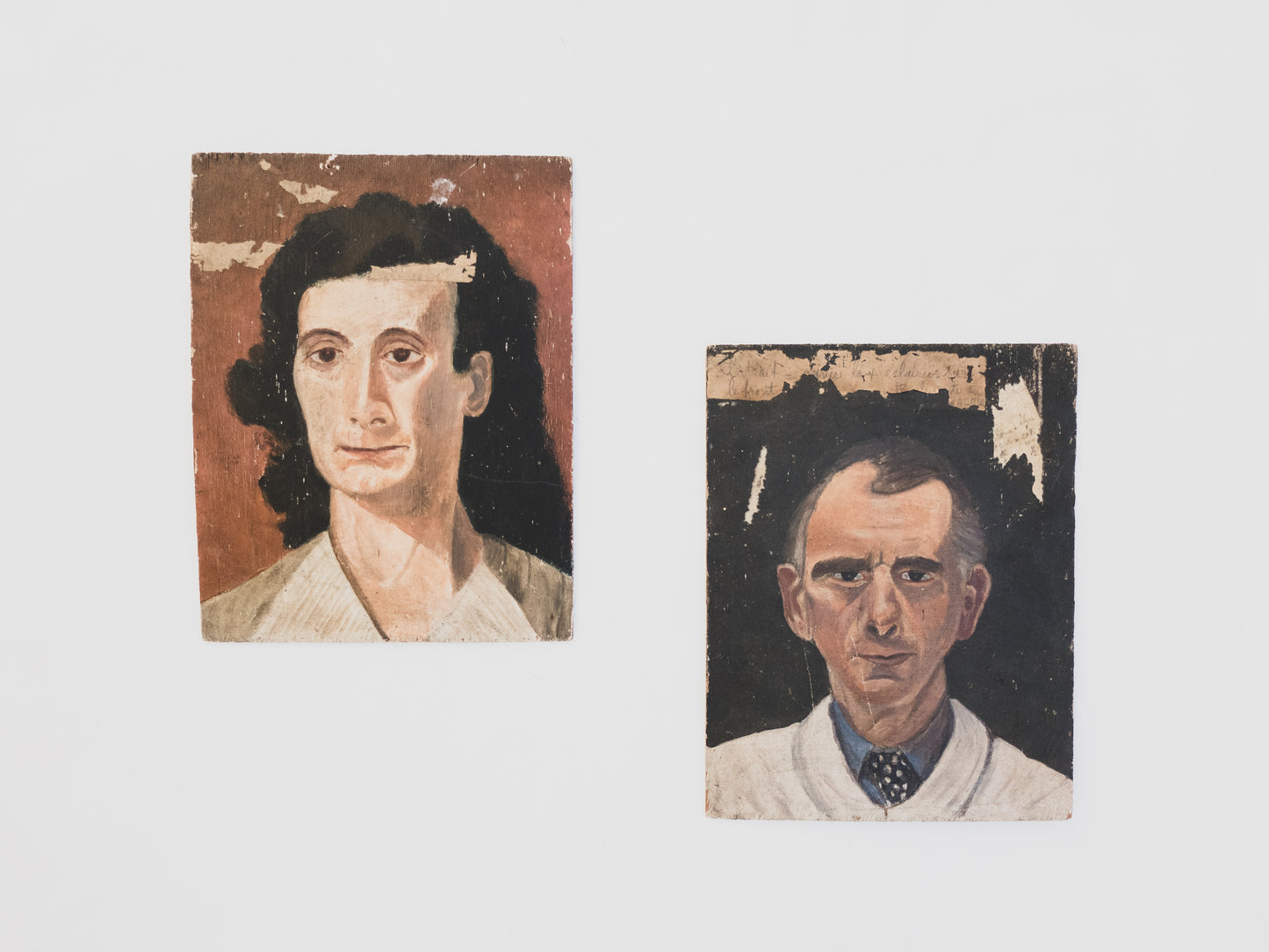 Pair of 1940s French Portrait Studies on Wood