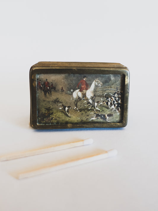 Hand-Painted Hunting Scene Match Safe - c. 1900