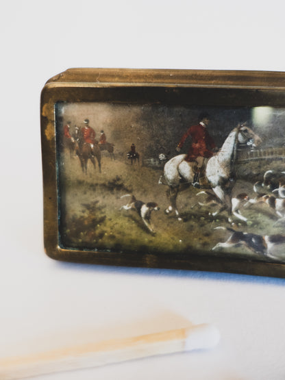 Hand-Painted Hunting Scene Match Safe - c. 1900