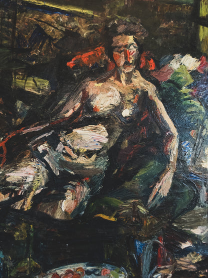 1950s " Interior with Two Nudes " - Oil on Canvas
