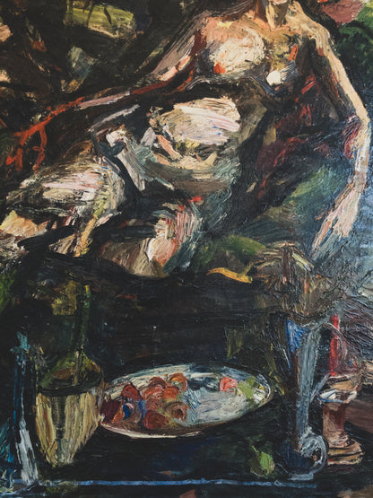 1950s " Interior with Two Nudes " - Oil on Canvas