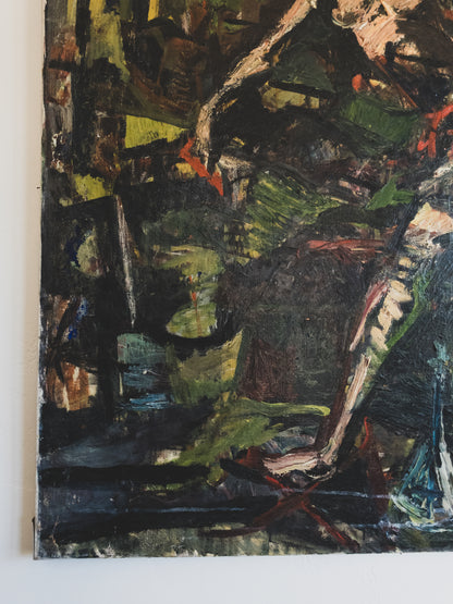 1950s " Interior with Two Nudes " - Oil on Canvas