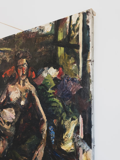 1950s " Interior with Two Nudes " - Oil on Canvas