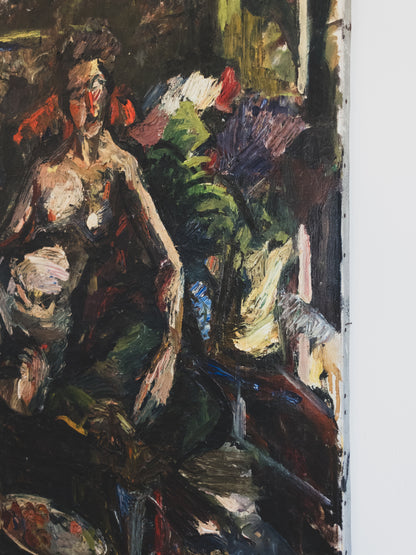 1950s " Interior with Two Nudes " - Oil on Canvas