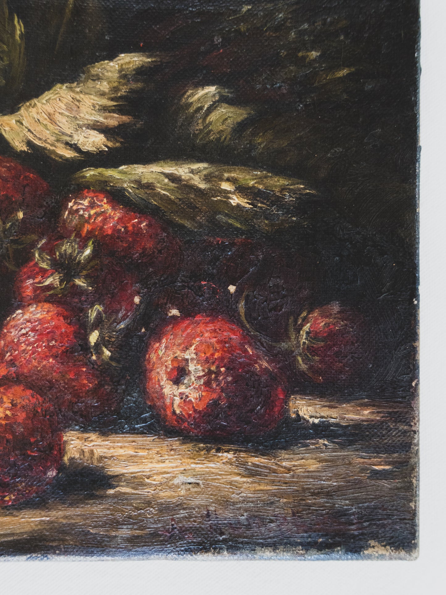 19th c. Strawberry Still Life - Oil on Canvas