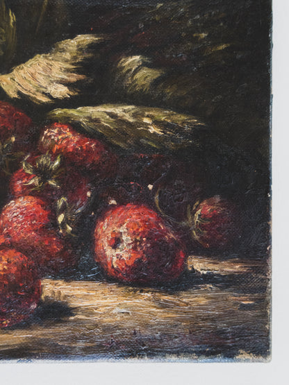 19th c. Strawberry Still Life - Oil on Canvas