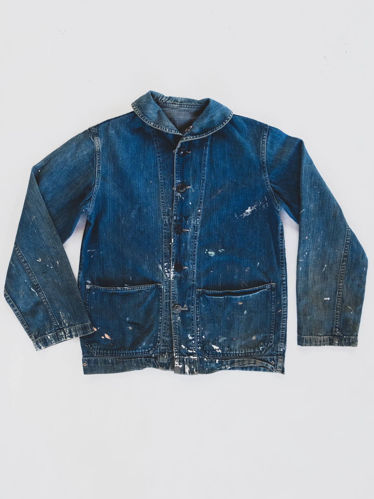1940s Rare Paint Splattered USN Shawl Collar - S