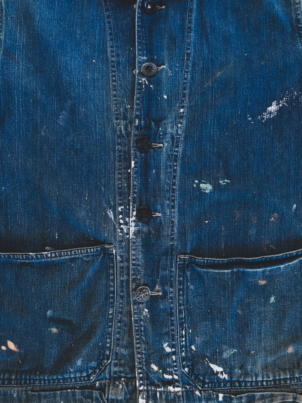 1940s Rare Paint Splattered USN Shawl Collar - S