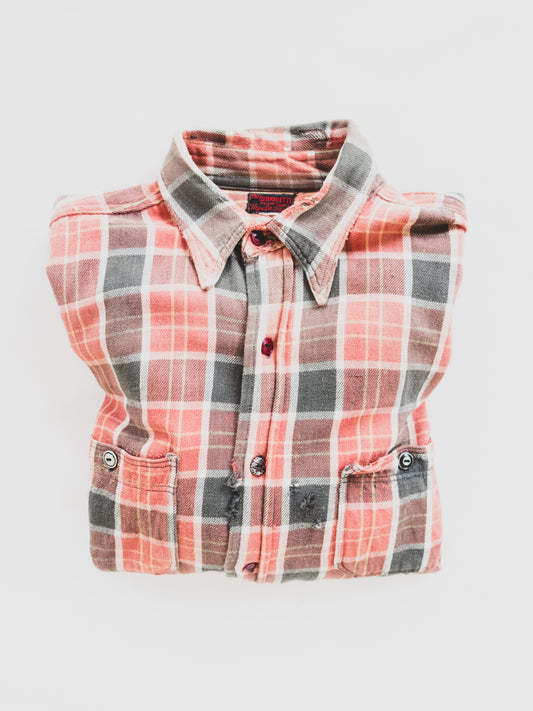 1940's Rare Beautifully Faded Cotton Flannel - M