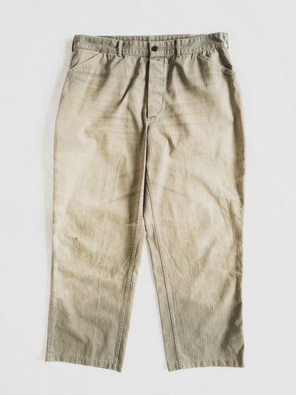 1940s Rare Faded USMC HBT Pants - 38x32