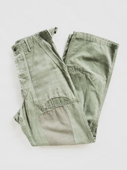 1940s Crazy Patched HBT Pants - 30x32