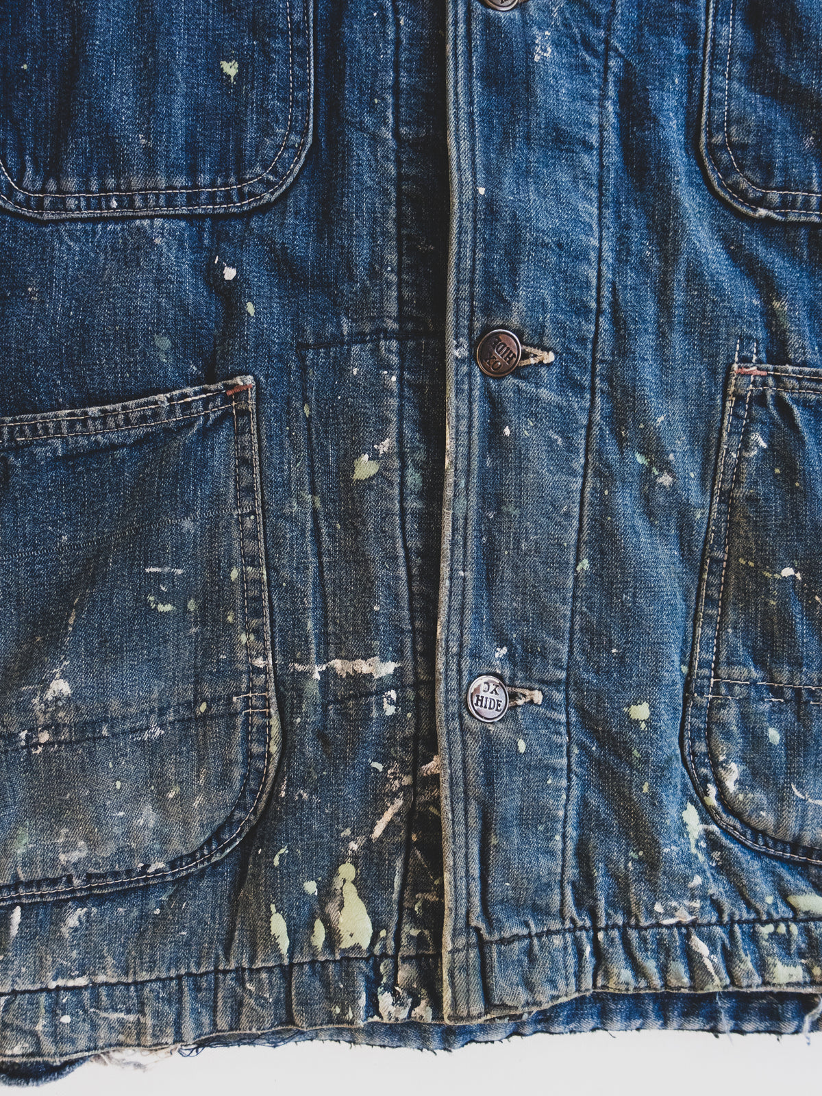 1940s Rare Paint Splattered Blanket Lined Chore - M