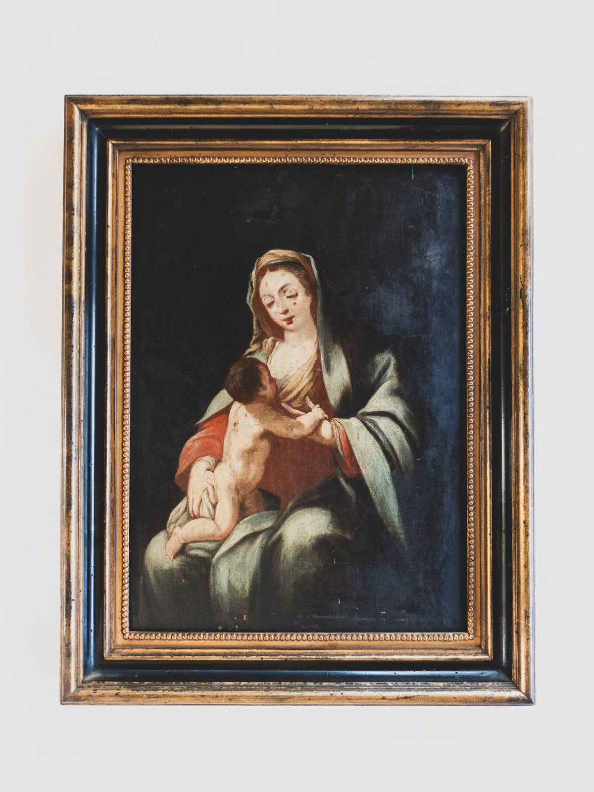 Stunning 19th c. Madonna and Child - Oil on Wood