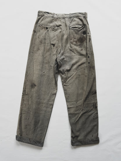 1940's Salt + Pepper Trousers - 32x32