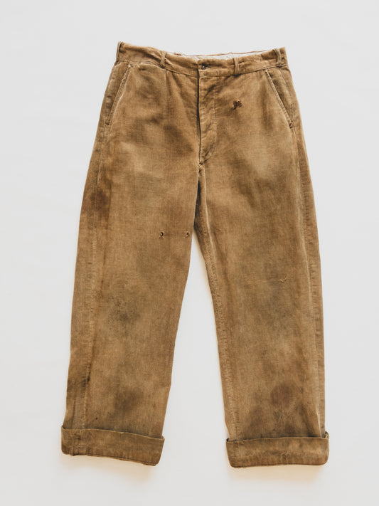 1940's Brown Corduroy Pants - 33x31