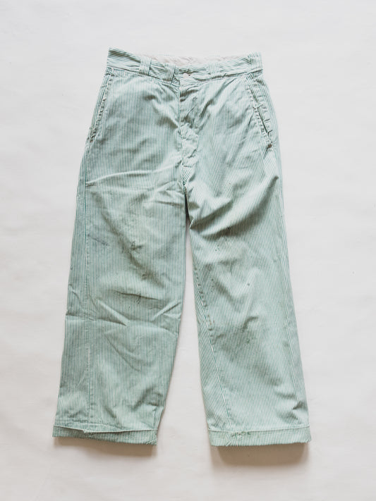 1940's Green Stripe Work Pants - 29x27