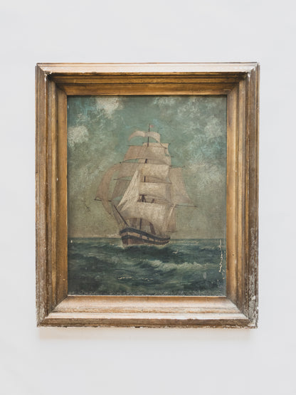 19th c. Galleon Ship Painting