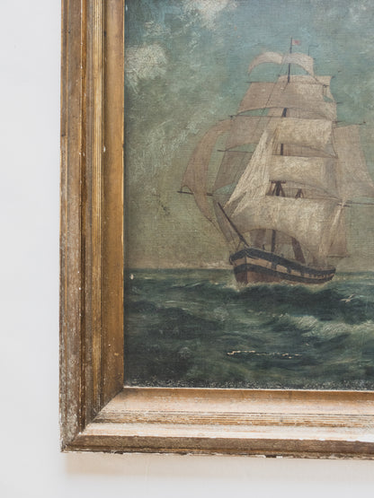 19th c. Galleon Ship Painting