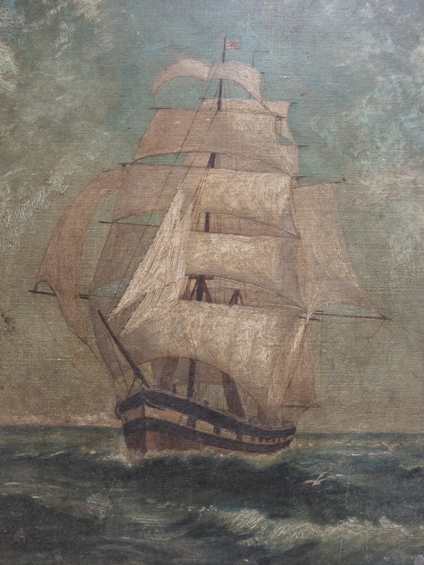 19th c. Galleon Ship Painting