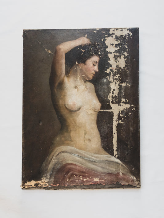 19th c. Distressed Nude Painting