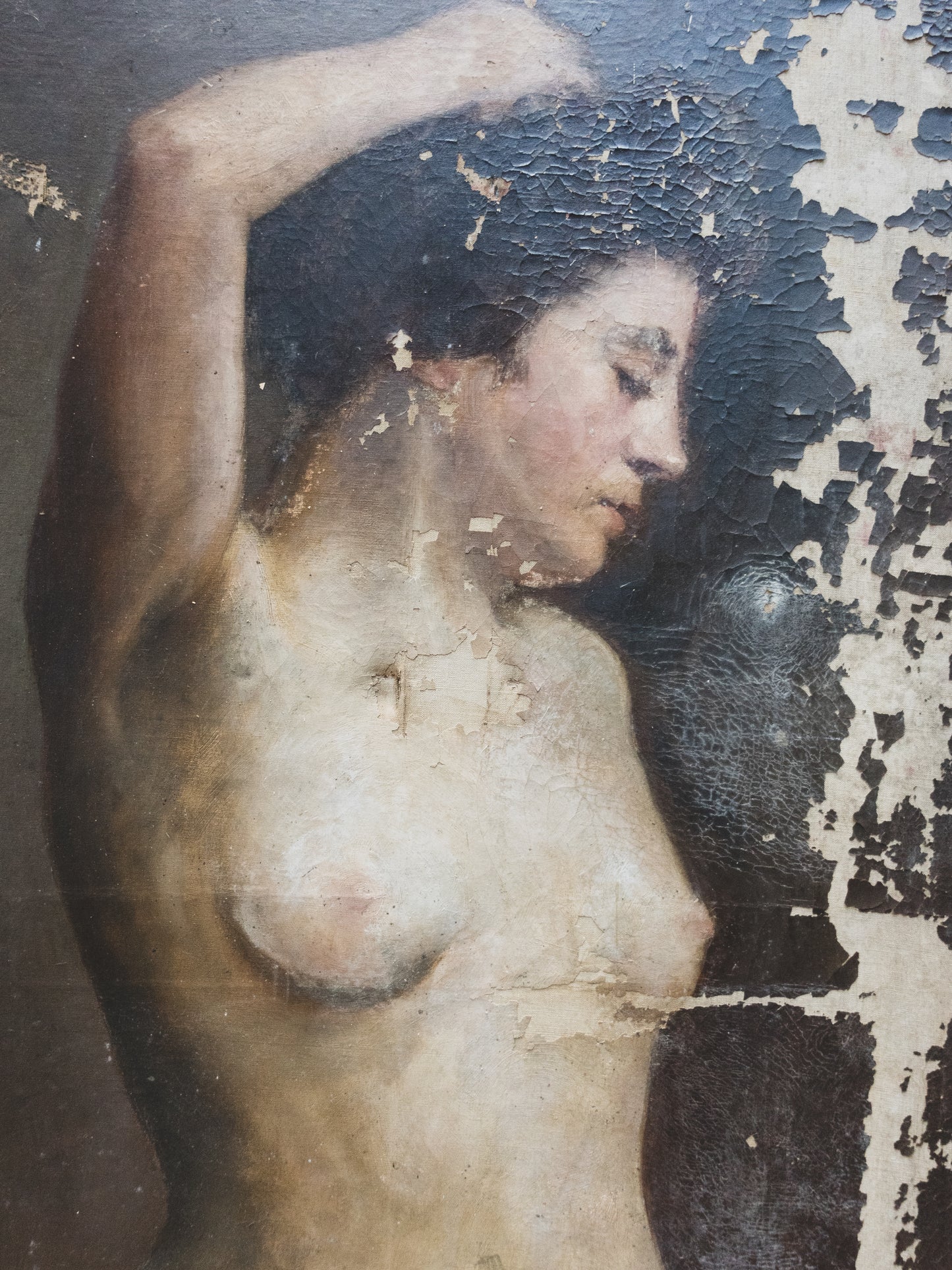 19th c. Distressed Nude Painting