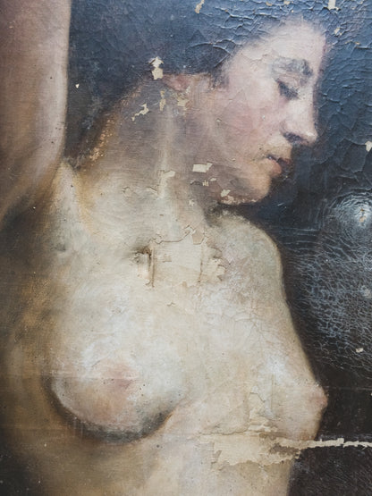 19th c. Distressed Nude Painting