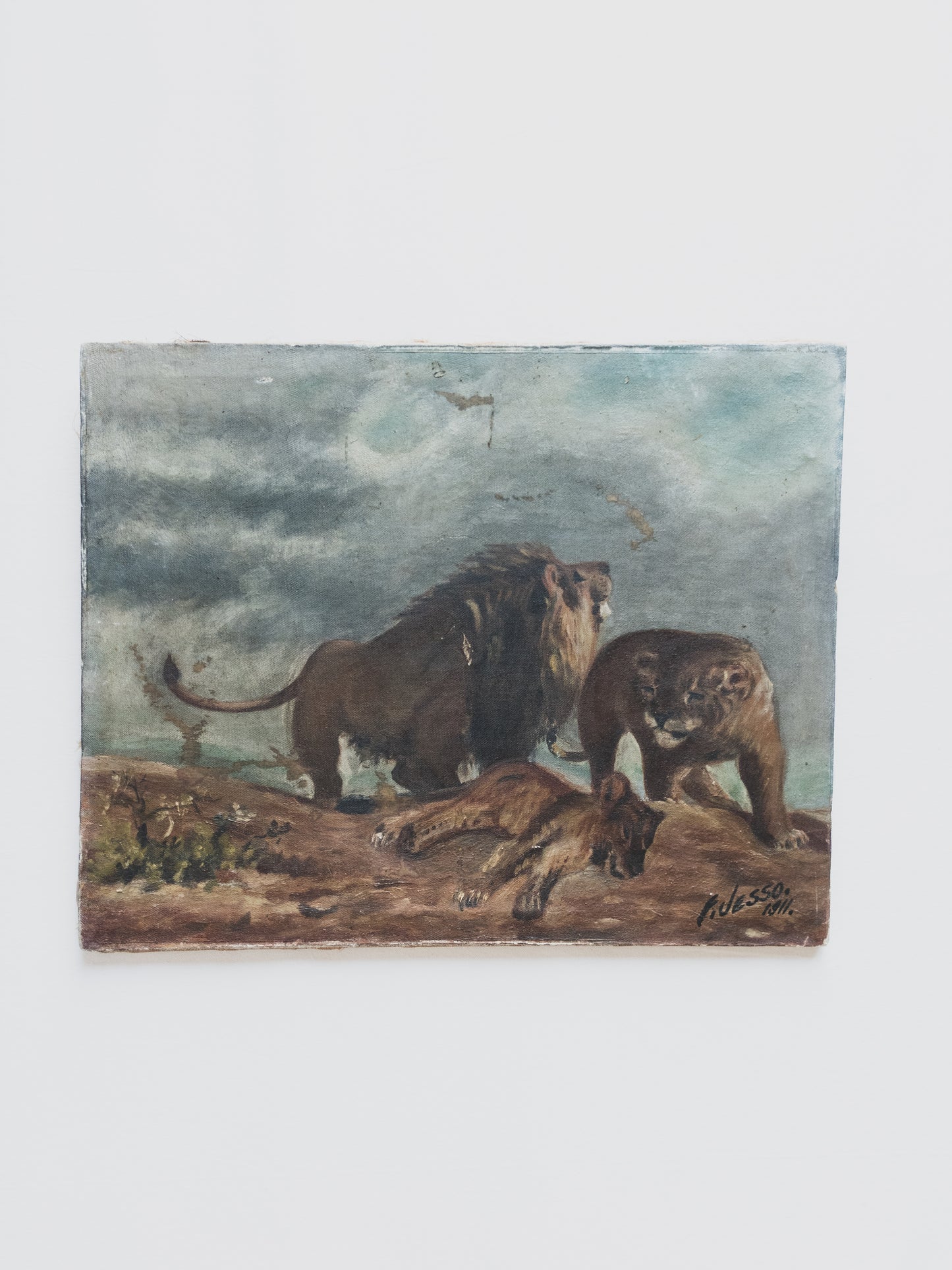 Early 20th c. Lion Painting